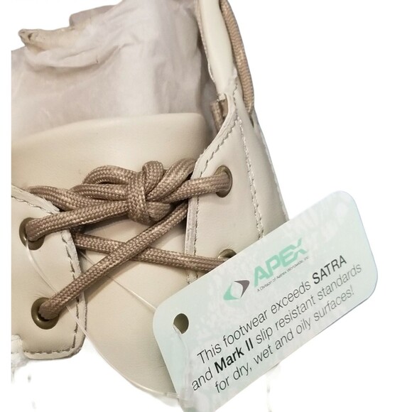 Apex Tan Leather Slip Resistant Work Loafers Shoes Women's 9.5 Wide NWT - Picture 2 of 4